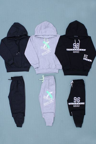 PANİO KİDS 3-Piece 96-x-plain Hooded Top and Bottom Boy Tracksuit Set