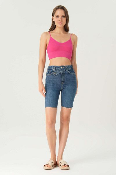 CROSS JEANS Dark Blue Bermuda Jean Shorts - Cross Belt and Patty Zipper C 4534-093