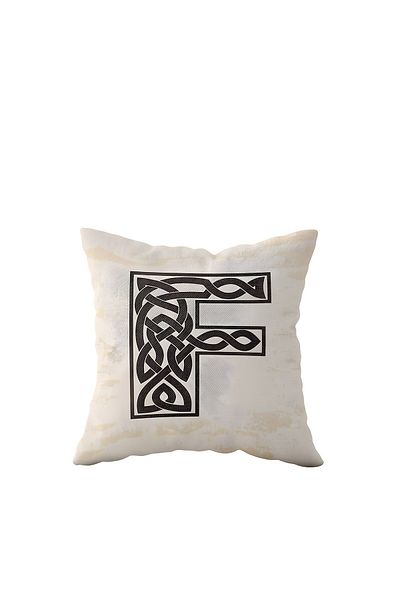 on the clouds Letter F Beige One Side Printed Hidden Zipper Decorative Pillow Case Throw Pillow Case Pillow Case