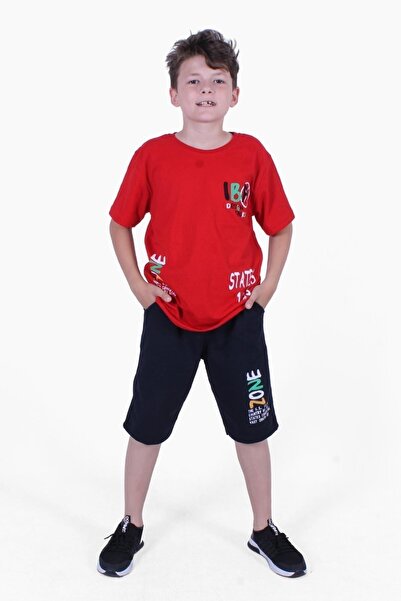 PANİO KİDS Iba Zone Text Printed Boy's Summer Suit