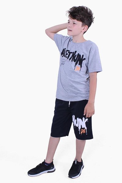 PANİO KİDS Nuk Dg Text Printed Boy's Summer Suit