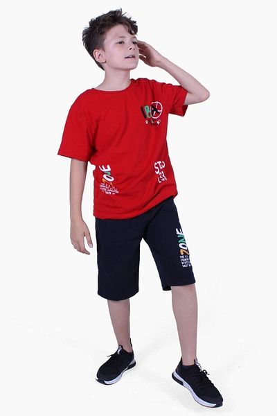 PANİO KİDS Iba Zone Text Printed Boy's Summer Suit