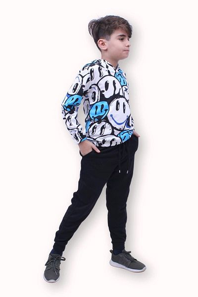 PANİO KİDS Hanorac unisex cu imprimeu, cu glugă, pantaloni de trening Set de jos și de sus 2 fire