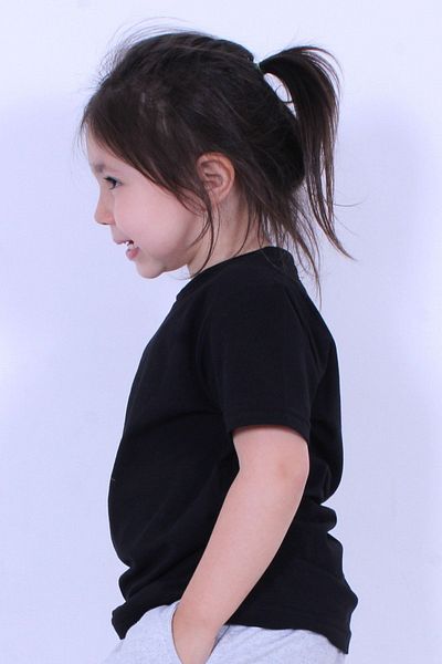 PANİO KİDS Tricou negru pentru fete, simplu, neimprimat