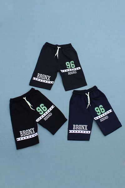 panios kids 3-Piece Bronx 96 Squad Printed Phosphor Color Boy Smoked-Black-Navy Capri