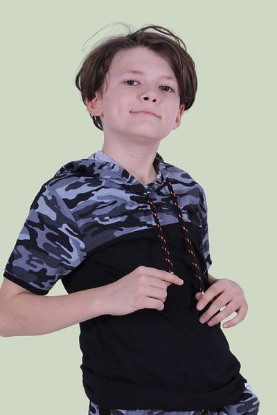 PANİO KİDS Tricou pentru băieți cu model de camuflaj cu glugă