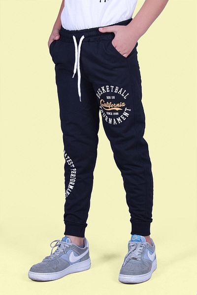PANİO KİDS Pantaloni de sport negri cu buzunar dublu pentru băieți cu imprimeu baschet