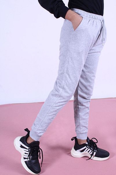 PANİO KİDS Pantaloni de sport gri pentru fete, drepti, cu buzunare duble