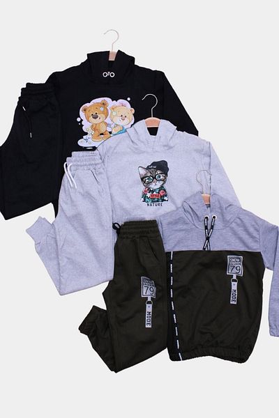 PANİO KİDS GIRLS 3-Piece TRACKSUIT SET WITH PRINT DETAIL