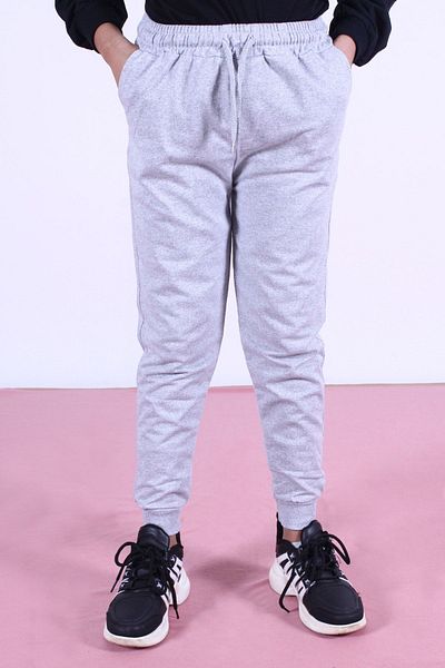 PANİO KİDS Pantaloni de sport gri pentru fete, drepti, cu buzunare duble