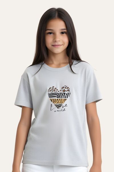 panios kids Baskısız Düz Kız Çocuk Tişört