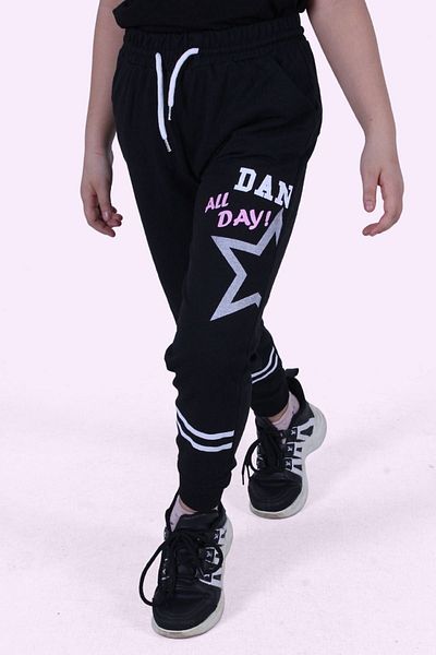 PANİO KİDS Pantaloni de trening pentru fete cu imprimeu cu text detaliat stea