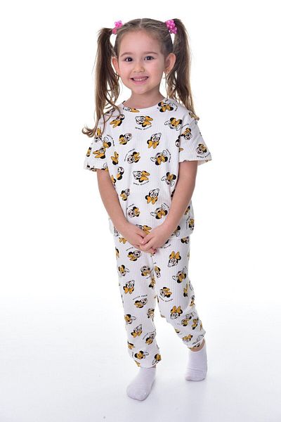 bunny hopp Set de pijamale pentru fete cu mâneci scurte din țesătură interlock din bumbac 100% Minnie Mause
