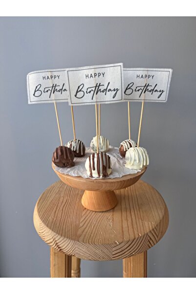 Kukuletaparty Happy Birthday - Doğum günü kutlama cupcake bayrağı / 6 adet