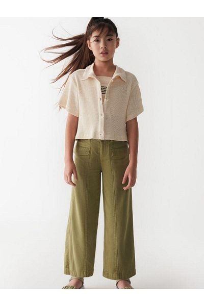 NK Girl's Soft Textured Wide Leg Pocket Trousers