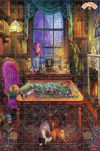 Teona Ahşap Puzzle Yapmaktan Yorulan Tatlı Hayvanlar Çift Katlı Çerçeveli Ası...