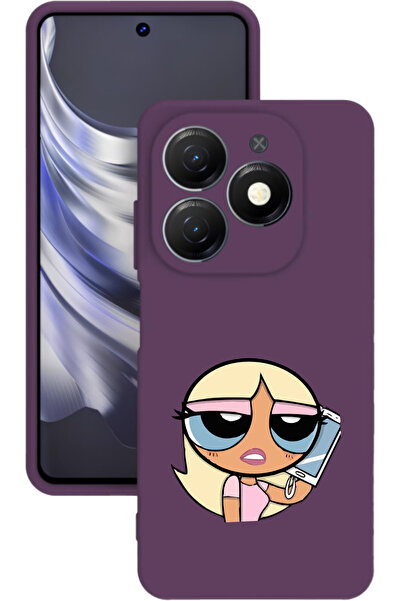 TECNO Spark GO 2024 Baskılı ve Kamera Korumalı Mor Renk Silikon Kılıf