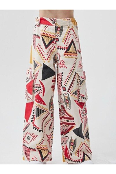 Escabel Girl's Ethnic Patterned Cargo Jeans