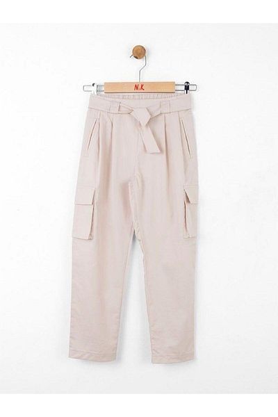 NK Girls Carrot Cut Belted Cargo Fabric Pants