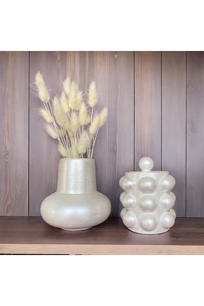 Luthien Decorative Pearlescent Box - Vase and Candlestick