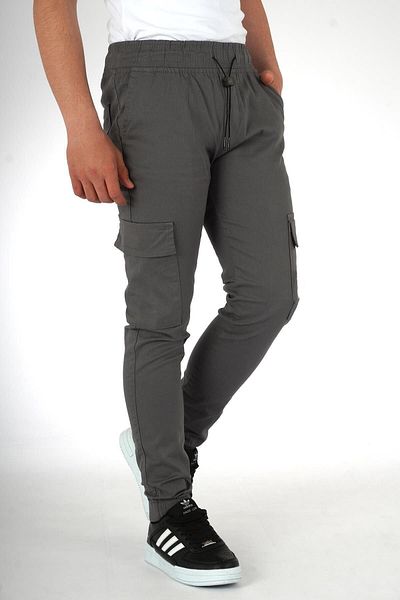 BayBayan Băieți - Pantaloni de sport și pantaloni de școală cu buzunar cargo colorat afumat