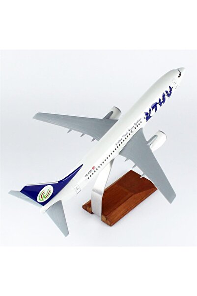 Hobbytime THY060 1/100 Ölçek, Kıbrıs KTHY B737-800 Yolcu Uçağı, Sergilemeye Hazır Ahşap Standlı Model