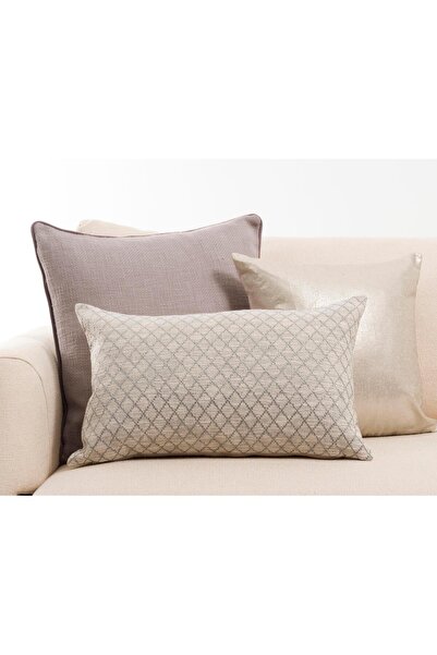 Parlak Gri Yüzey Baskı 45x45 cm Kare Kırlent Kılıfı
