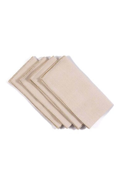 Vanelli Home Bej Sim Overloklu Bej Keten 4'lü Peçete Seti CVICD1C98ALA411001-...