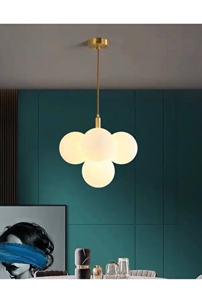 burenze Modern Avize Glop Balon Camlı Cloudy Avize Eskitme Gold Sarı Şık Görsellik Katar
