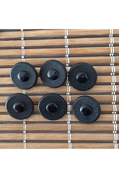 ODDA TASARIM ATÖLYESİ 6-Piece Black Leather Look Button Set - With Apparatus