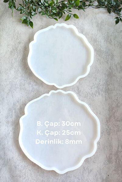 By Shesel Epoksi Kalıp Geode Yuvarlak 2'li Tepsi Set Epoksi Reçine Silikon Ka...