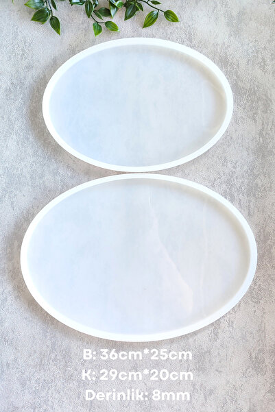 By Shesel Epoksi Kalıp Düz Oval 2'li Tepsi Set Epoksi Reçine Silikon Kalıbı