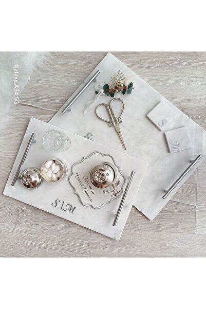 LilAmor Concept Hediyelik Mermer Söz nişan tepsisi damat kahvesi isimli kurdela
