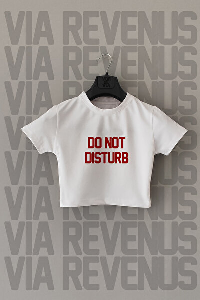 Vordevia White Crop - Μην ενοχλείτε με στάμπα, Slim Fit, Crew Neck, Lycra