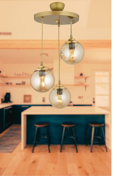 SONSUZ AYDINLATMA&AVİZE 3-Piece Antique Endless Pendant Tray - Glop Top Glass, Flat Downward Facing, Luxury Chandelier