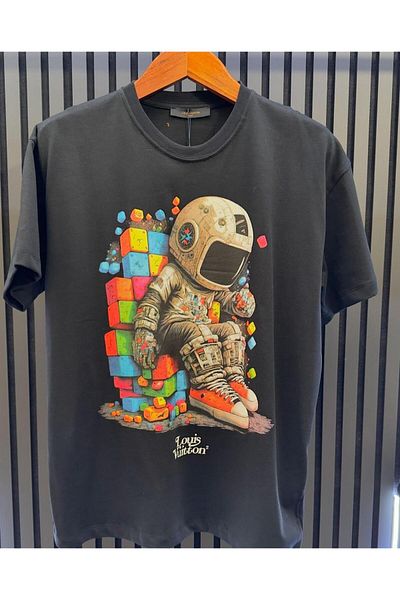 Machetta Astronaut Printed Children's Oversize Crew Neck T-Shirt