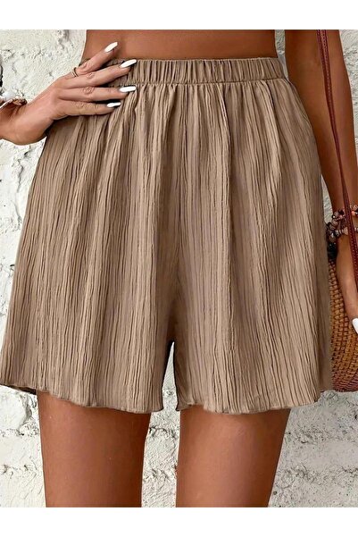 merlavin Ženske kratke hlače od tkanine sa elastičnim strukom i naborima