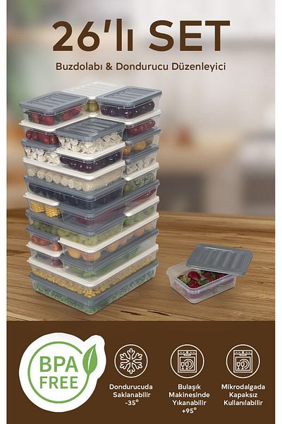 Nesto Home 26 Colorful Refrigerator Organizer Freezer and Microwave Storage Container 2X2400 6X1200 6X1170 12X600 ml