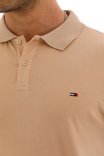 Ayşo Ανδρικό T-Shirt με μπεζ κεντημένο γιακά πόλο - Lycra, μισό κουμπί