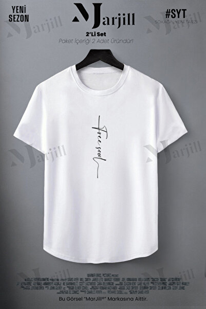 Marjill Fekete-fehér Free Soul nyomott Slim Fit pólókészlet 2 darabból