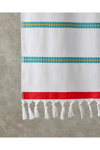 English Home Ecru Cotton Striped Beach Towel - Trim Stripe, 90x150 cm