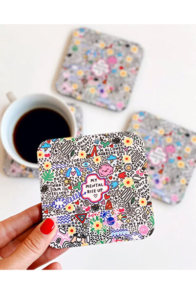 Bikutumutluluk Anı Yaşa Doodle Bardak Altlığı