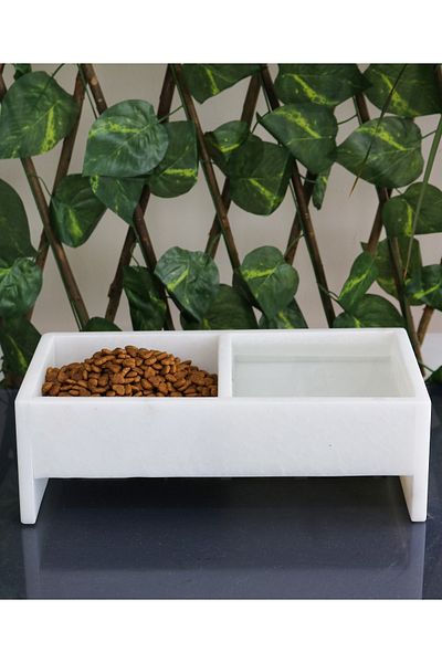 Gemboss Luxury Marble Cat-Dog Food Water Box