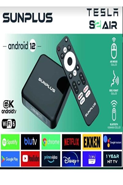 sunplus Tesla S 2 AİR Android Tv Box 2gb Ram -16 gb Hafıza Android 12 Tvbox -4 k 3840*2160 p Wİ-Fİ 6