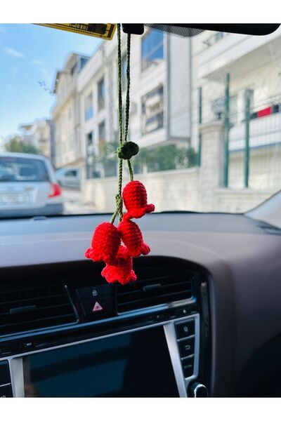 brynzaconcept Amigurumi Çiçek El Emeği Araba Süsü, Araba Hediyesi, Araba Ayna...