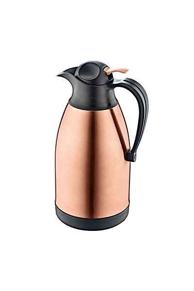 OMS PASLANMAZ 3281 - 2 Pieces Cold & Hot, 1St Grade Stainless Steel, 2.5 Liter Thermos Copper Body, Black Detail