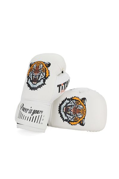 Titan Sport White Tiger Patterned Boxing Gloves
