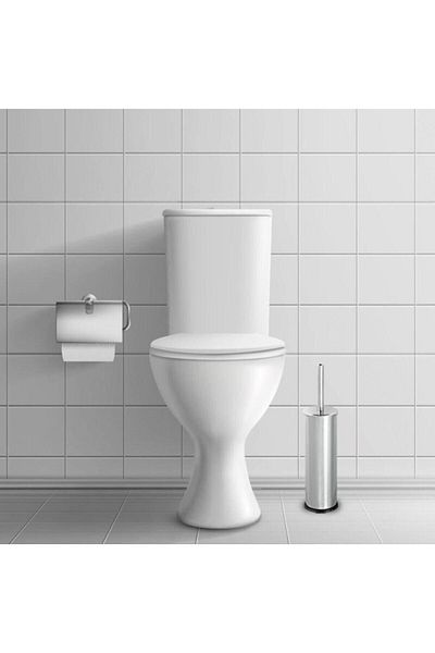 GörSeç Βούρτσα WC από ανοξείδωτο ατσάλι 2 τεμαχίων Chrome & Βούρτσα Τουαλέτας Βούρτσα μπάνιου