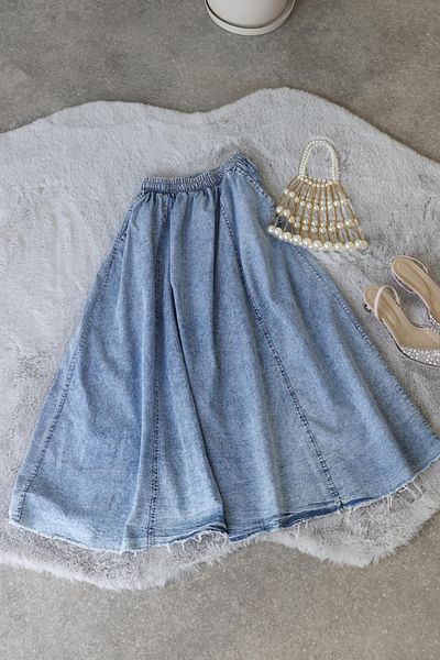 Poliyance Andrew Light Blue Denim Skirt - Relaxed Fit