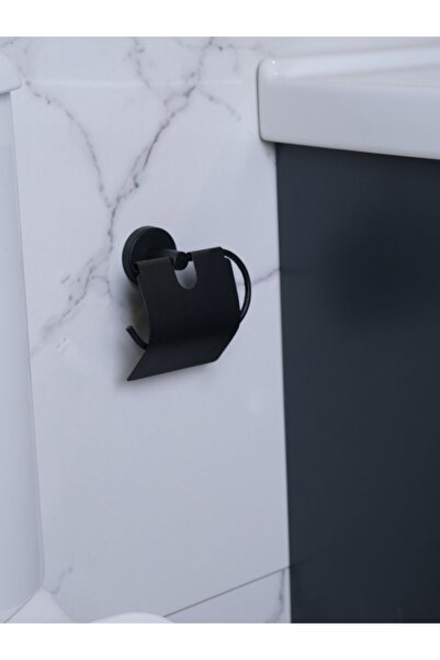 Alper Banyo Paslanmaz Siyah Aksesuar Seti,2li Banyo Köşeliği Ek02,kare Havululuk,kapaklı Kağıtlık,bornozluk